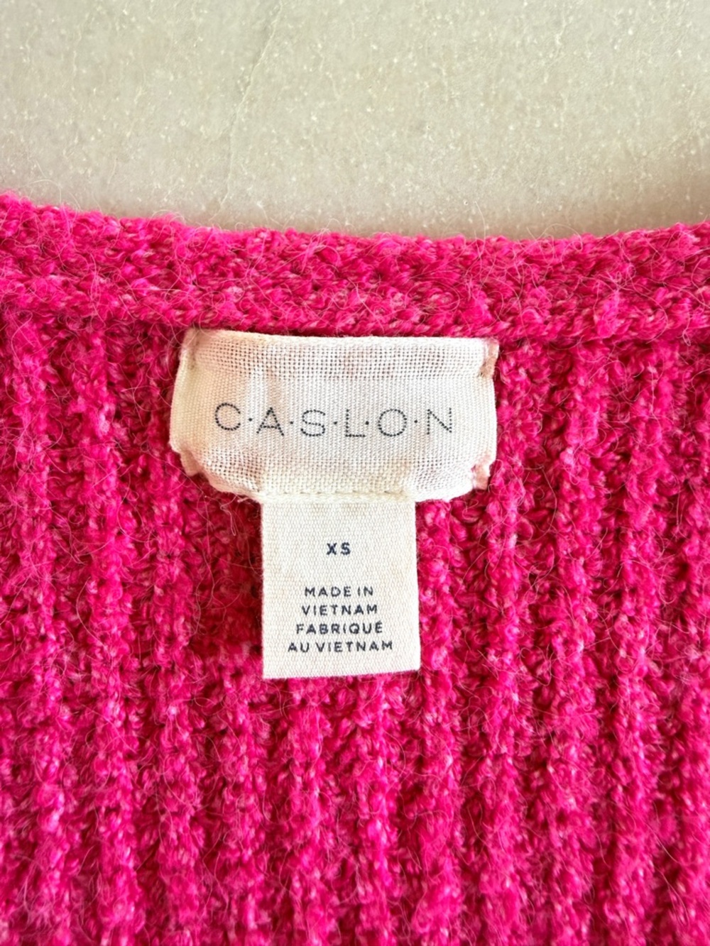 Caslon Directional V Neck Sweater Pink Cabaret Textured Knit Slouchy Womens XS - Picture 5 of 8